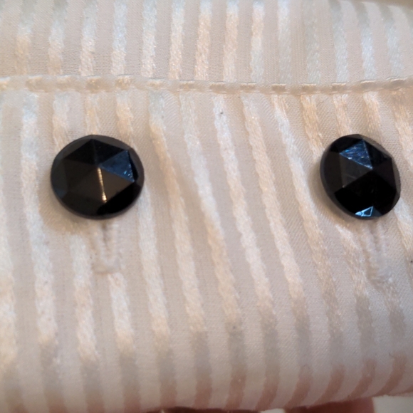 WHBM hi-low sheer long sleeve sheer stripes blouse XS black white - Picture 7 of 15